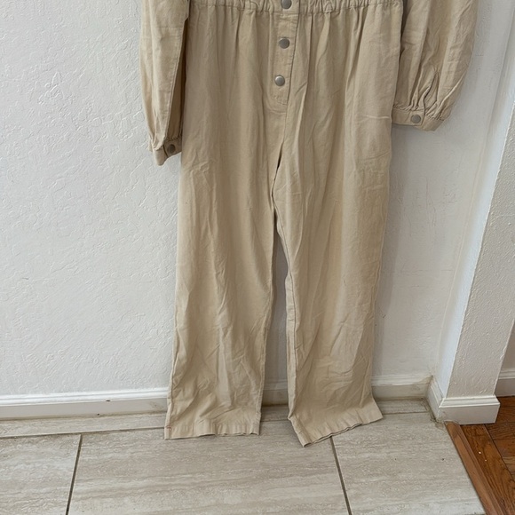 Xirena Cream Tan Harlee Button Down Corduroy Ruffle Jumpsuit Playsuit - Picture 4 of 12